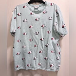 Champion Men's Light Blue Logo Tee size XL